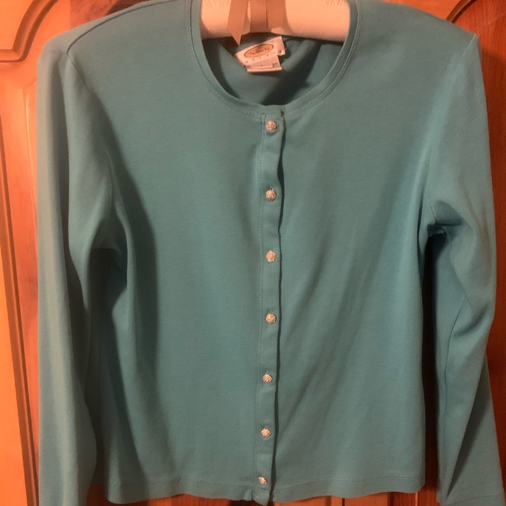 Classic Cotton sweater, sparkly faceted buttons
